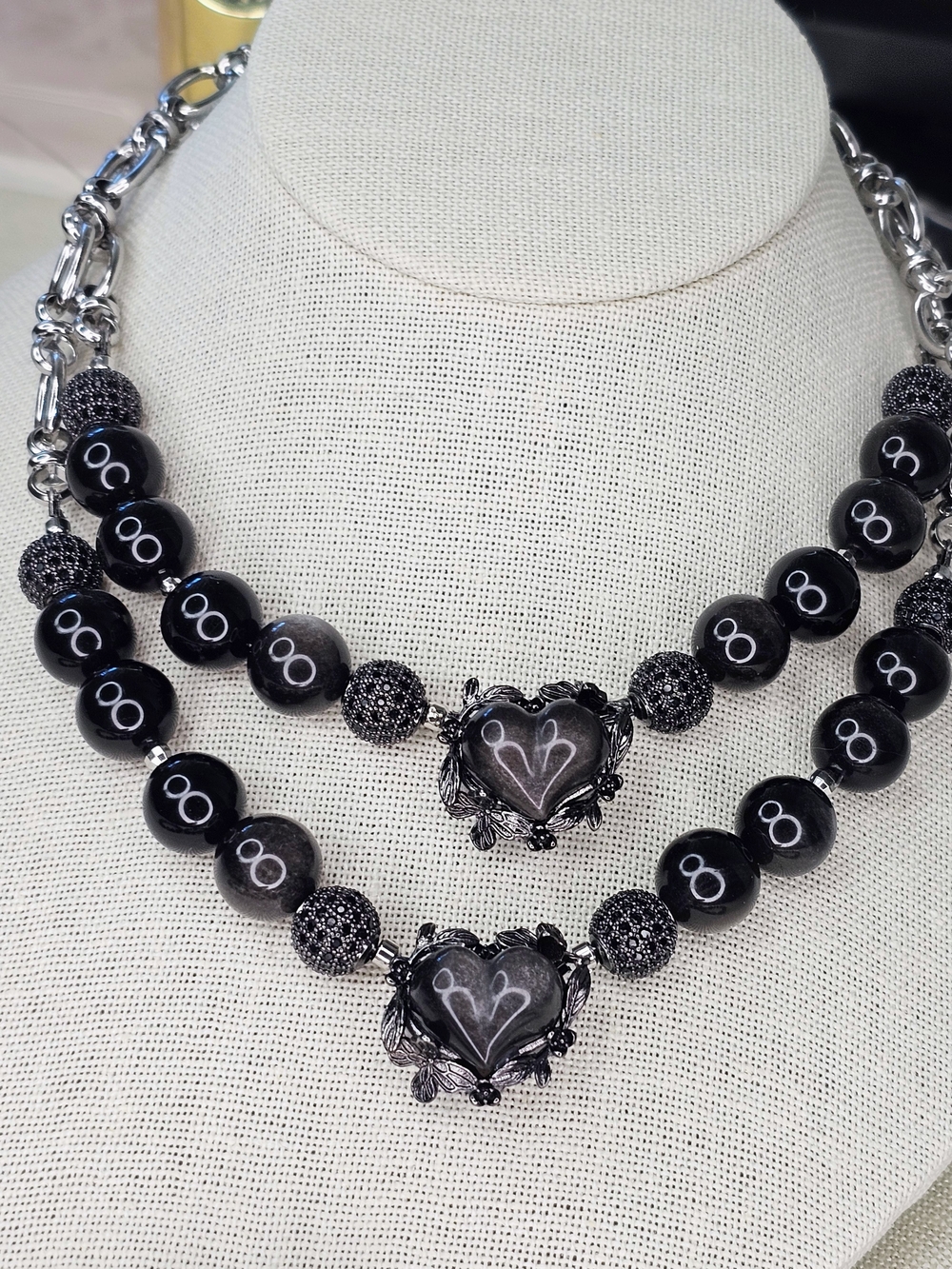 NEW Silver Sheen Obsidian Necklace